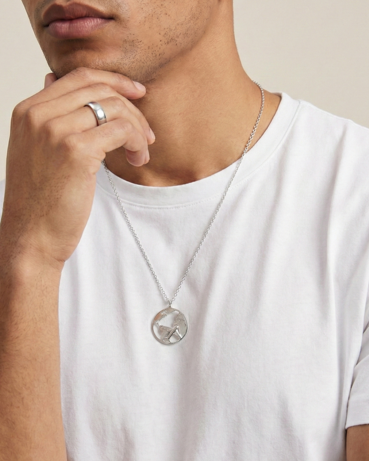 Men’s World Plane Necklace