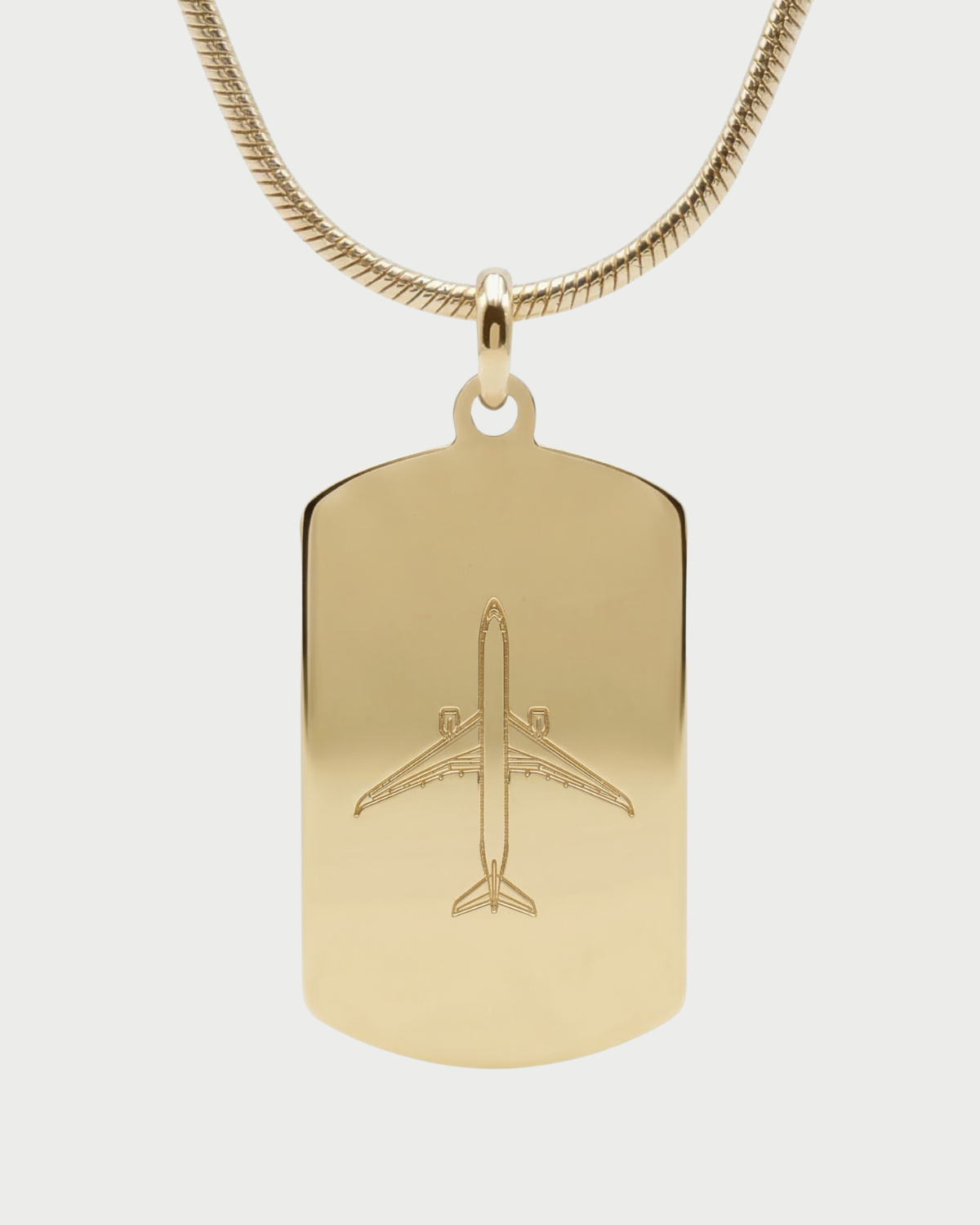 Collar con placa A350 personalizable — grabado aviación acabado oro