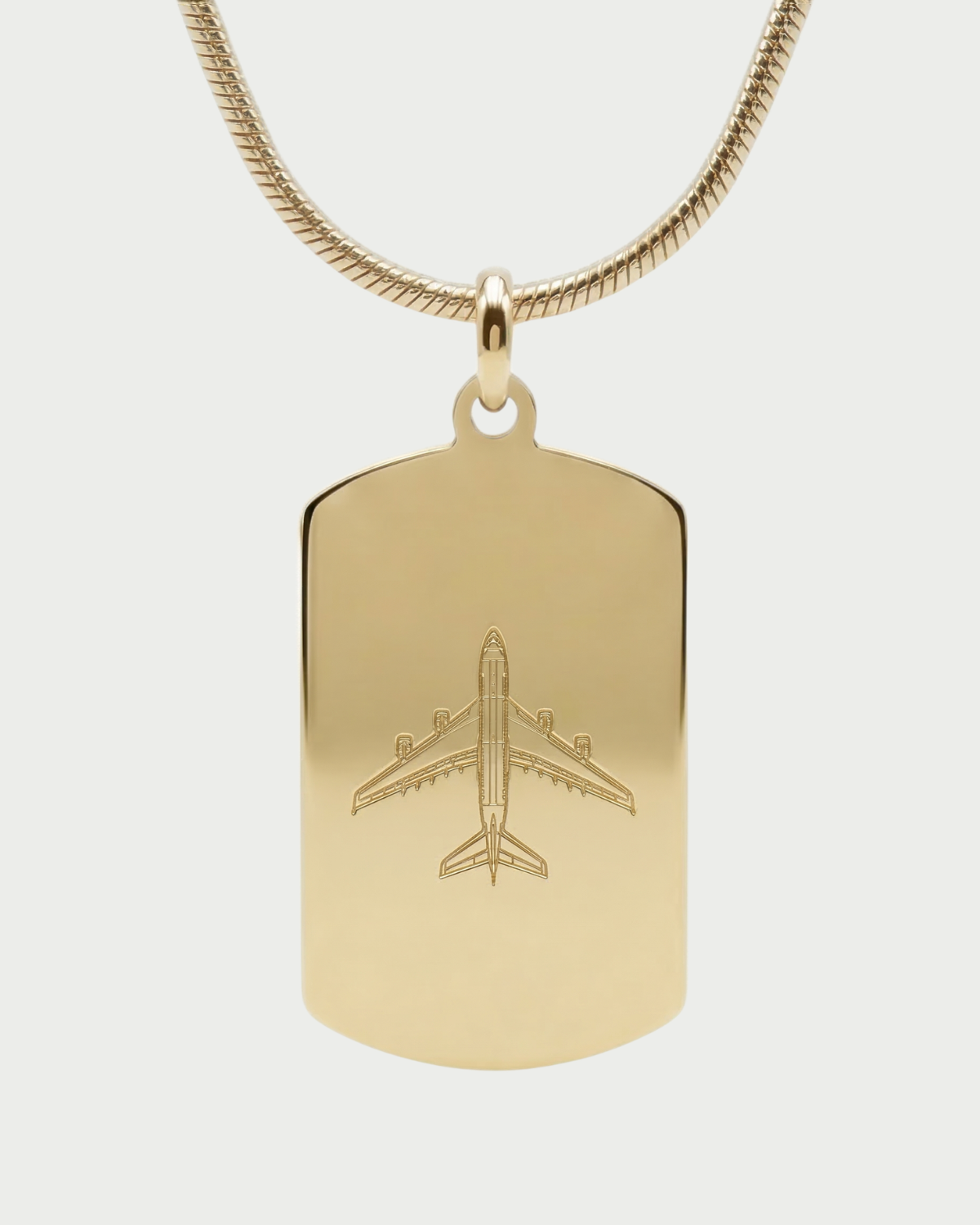 Collar con placa A380 personalizable — grabado aviación acabado oro