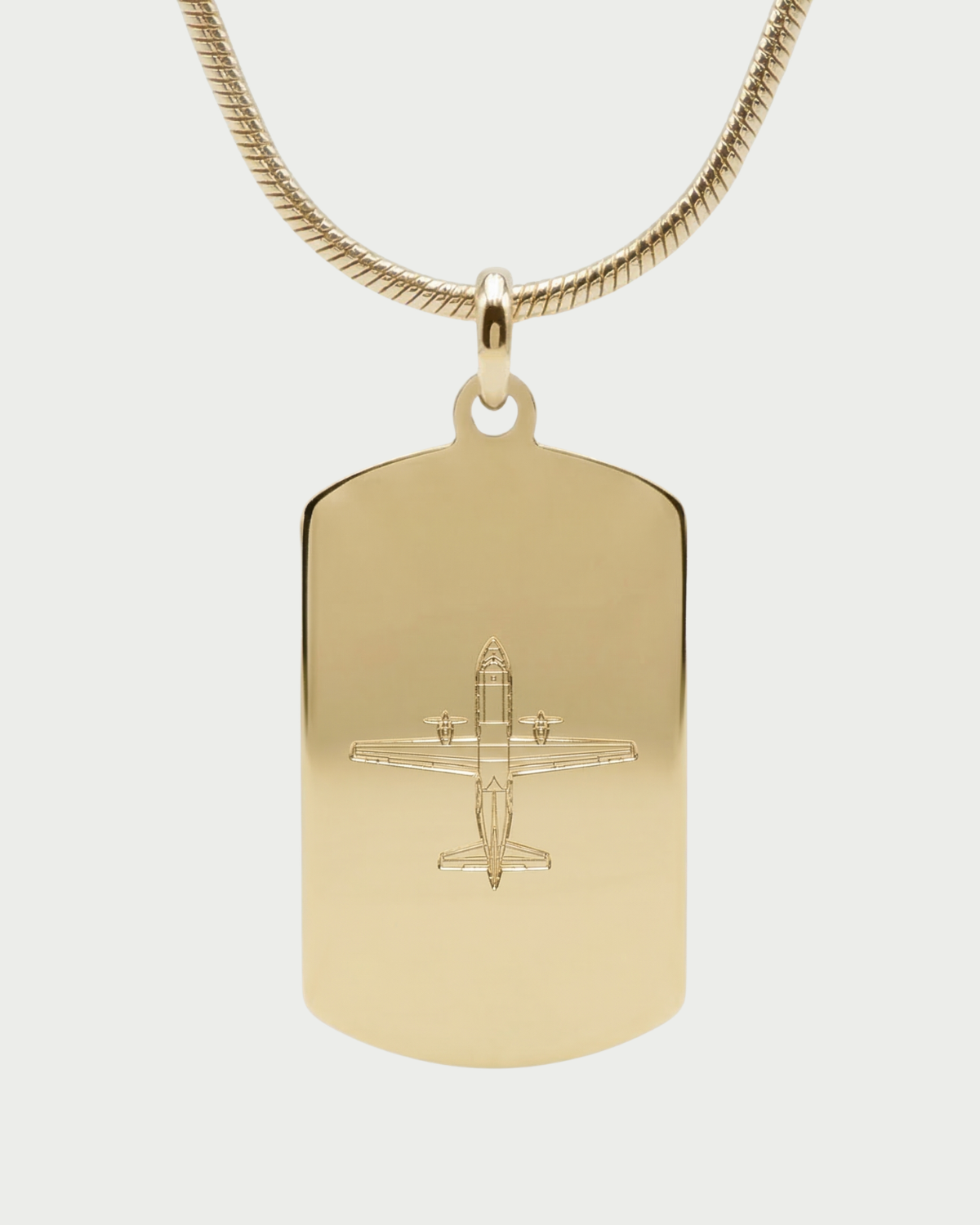 Collar con placa ATR personalizable — grabado aviación acabado oro