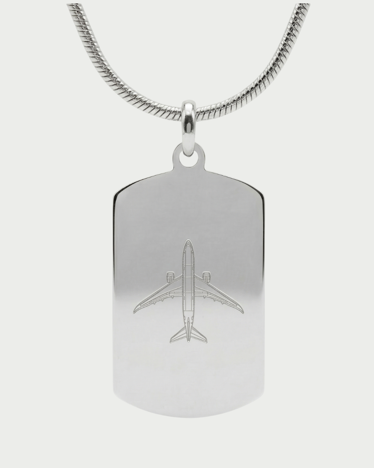 Collar con placa Boeing 787 Dreamliner personalizable — grabado plata