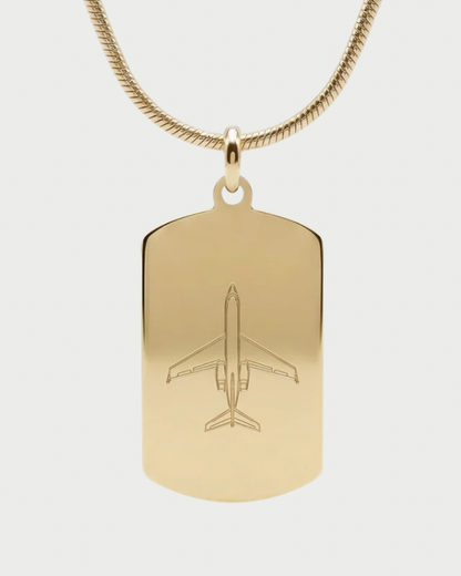 Collar con placa Gulfstream personalizable — grabado aviación privada acabado oro