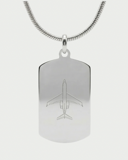 Collar con placa Gulfstream personalizable — grabado aviación privada acabado plata