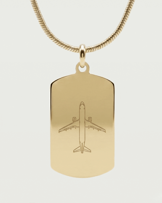 Engravable Airplane Tag Necklace