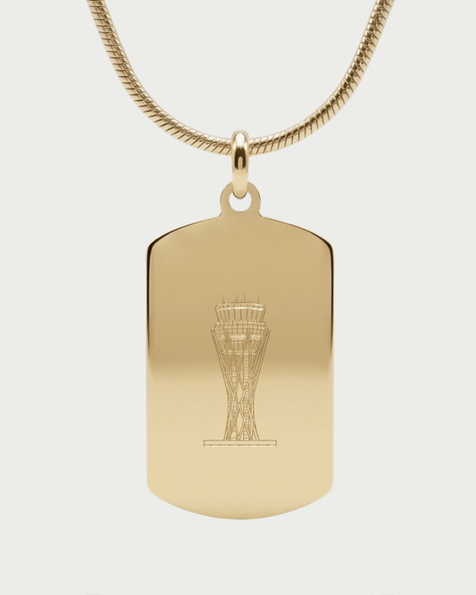 Engravable Control Tower Tag Necklace